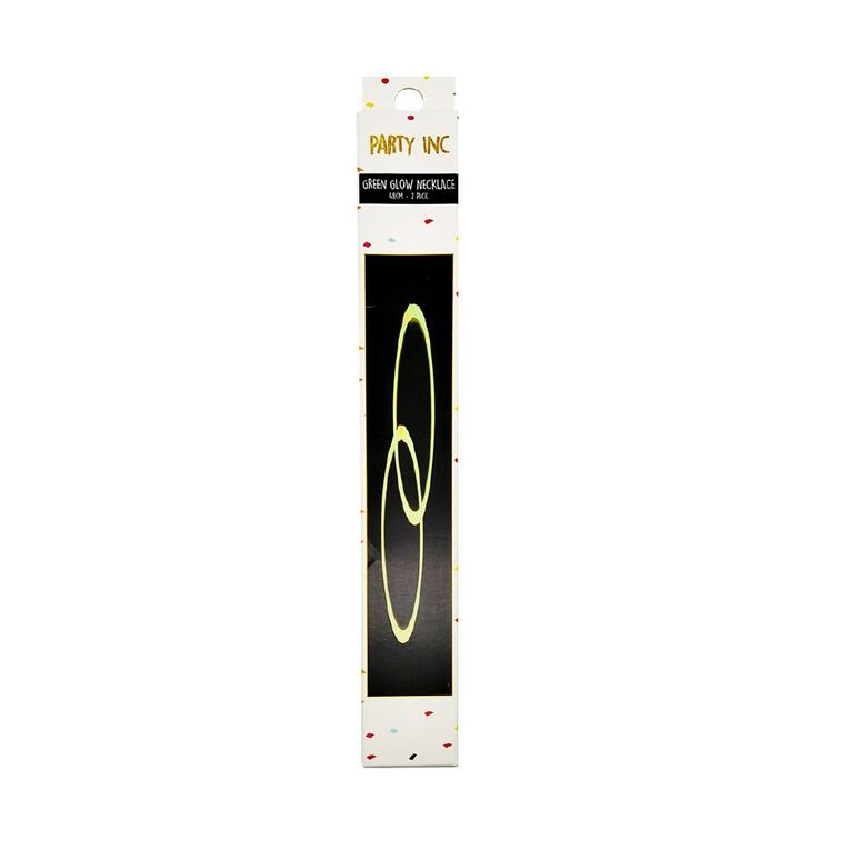 Party Inc Glow Necklace 48cm Green 2 Pack, , hi-res