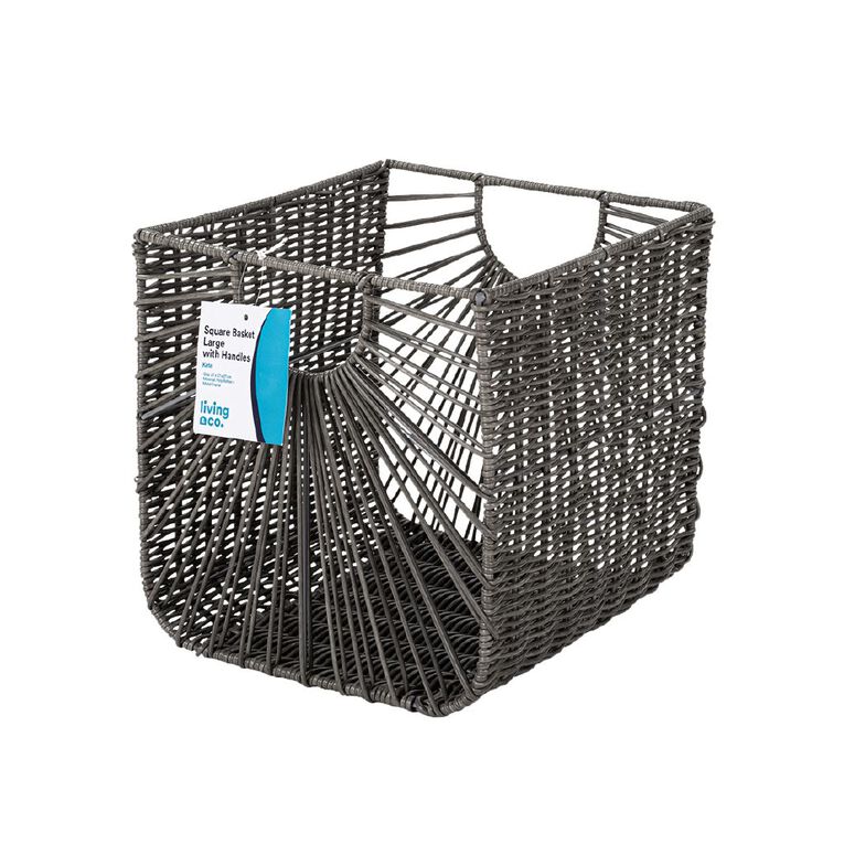 Living & Co Basket Open Weave Square L Brown Mid, , hi-res