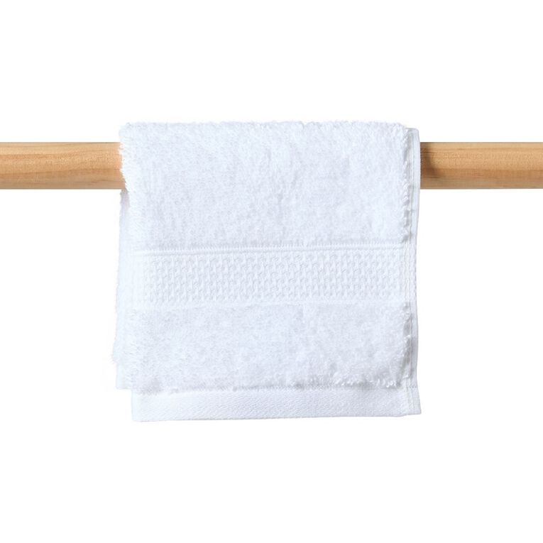 Living & Co Hotel Face Towel White 30cm x 30cm, , hi-res