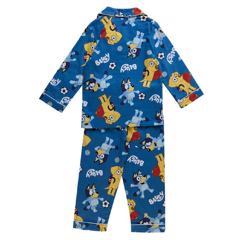 Bluey Boys' Flannelette Button Up, Blue Mid, hi-res