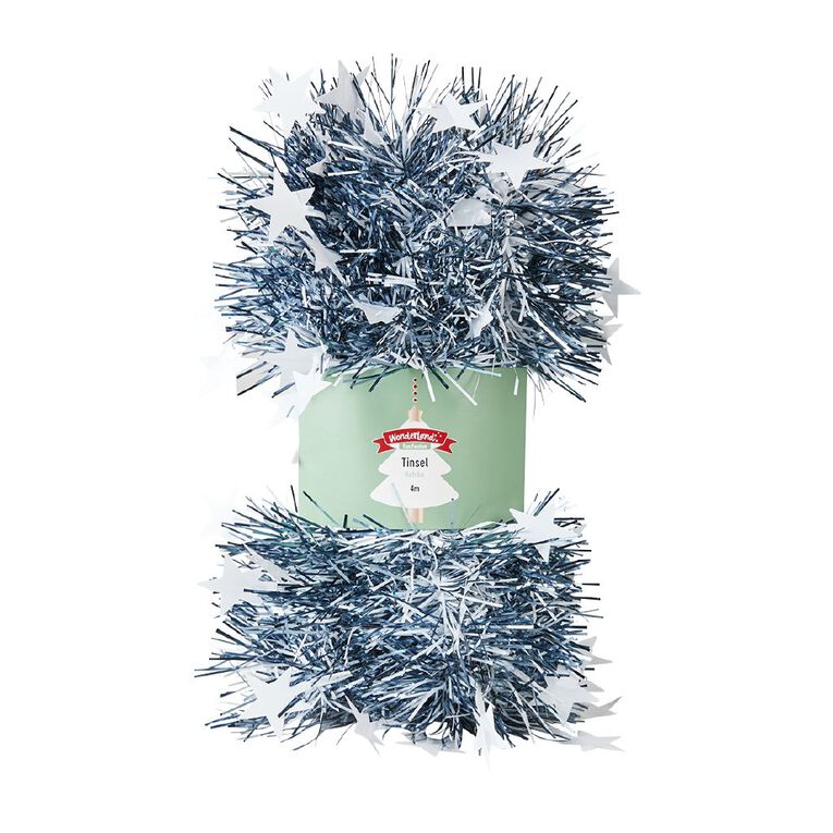 Wonderland Fun Festive Star Tinsel Assorted 4m, , hi-res