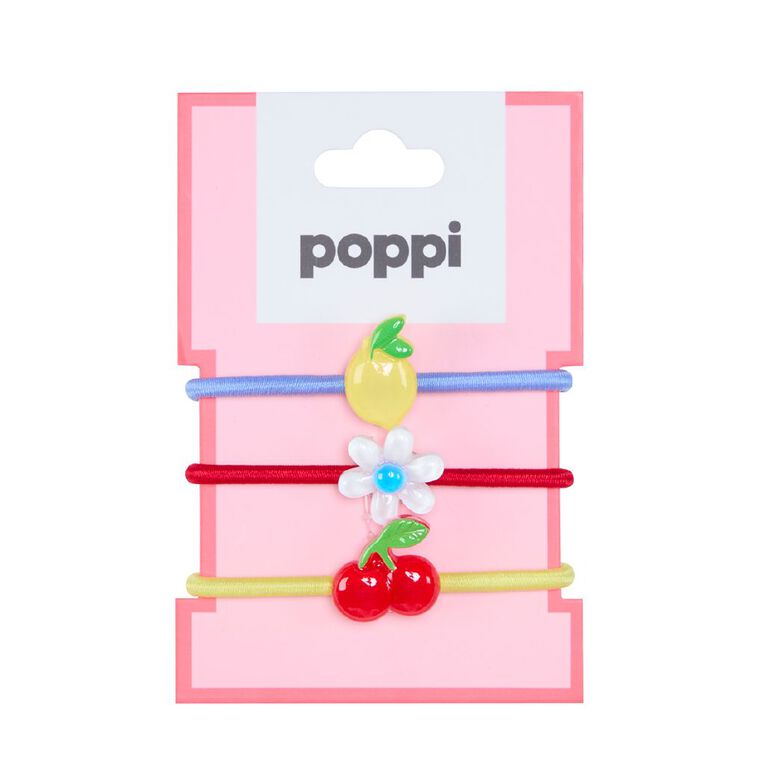 Poppi Hair Elastics Cherry 3 Pack, , hi-res