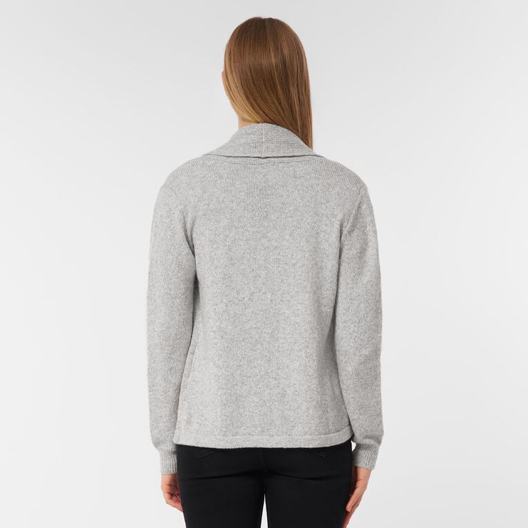 H&H Women's Drape Front Cardigan, Grey Marle, hi-res