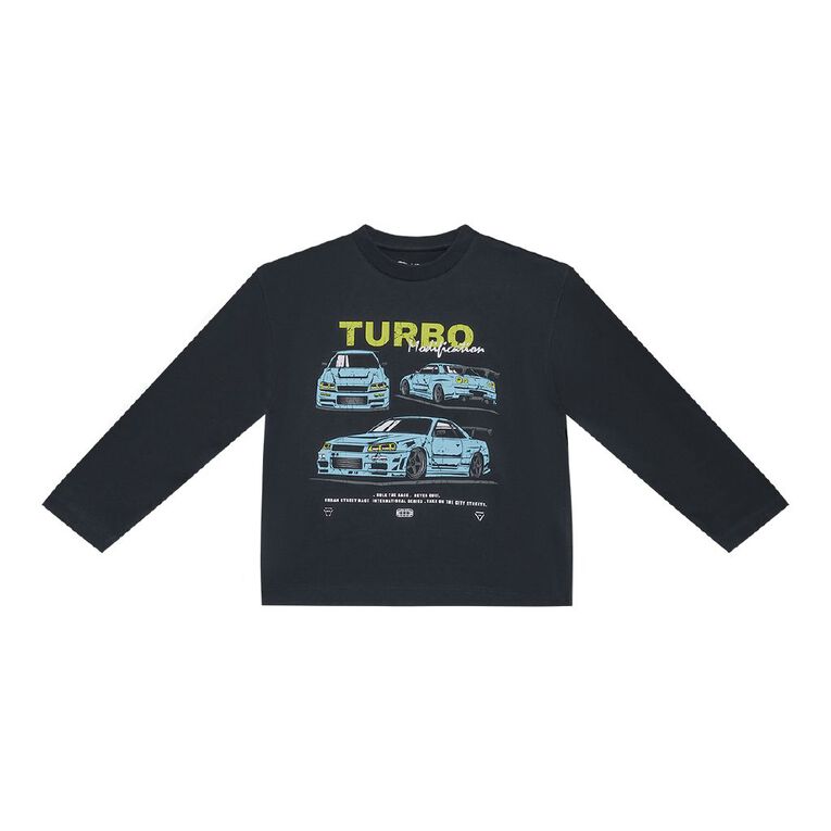 Young Original Long Sleeve Print Tee, Black, hi-res