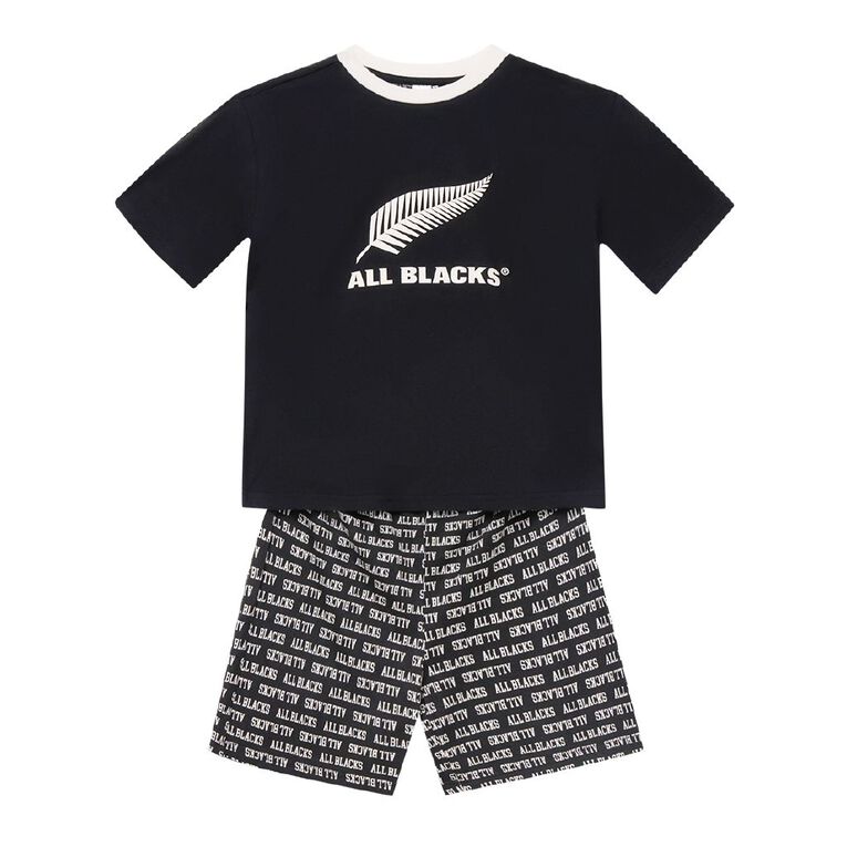 All Blacks Boys' Tee and Short Pyjama Set, Black, hi-res