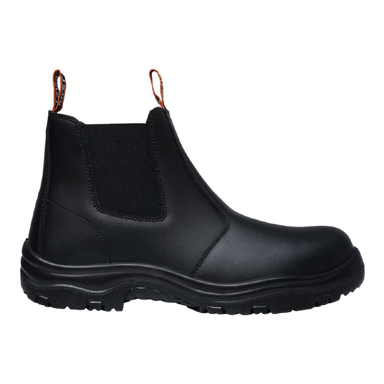 Rivet Men's Omgee Slip On Steel Toe Work Boots, Black/Orange, hi-res