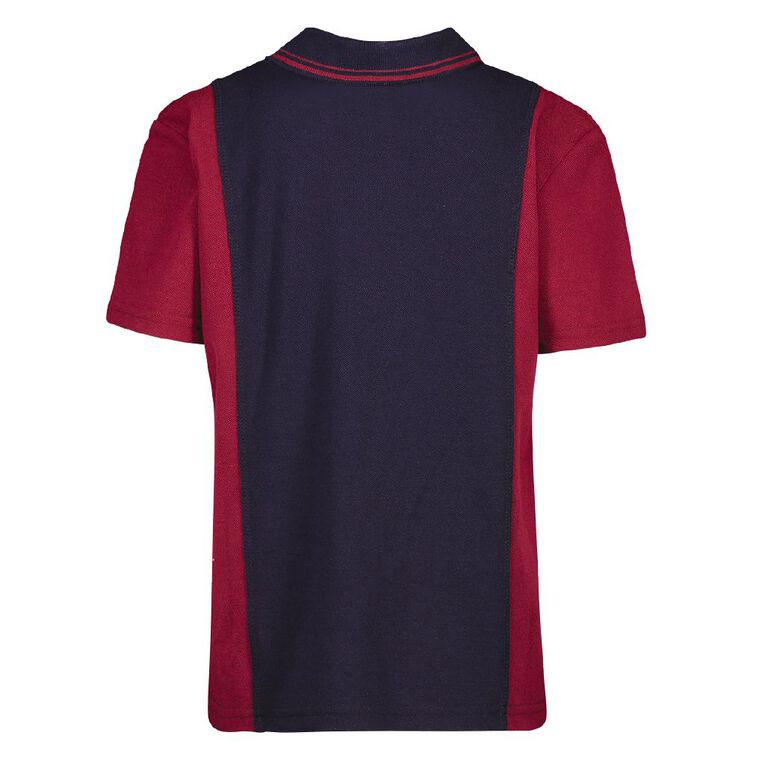 Schooltex St Patricks Te Awamutu New Short Sleeve Polo with Embroidery, NAV/MROON, hi-res
