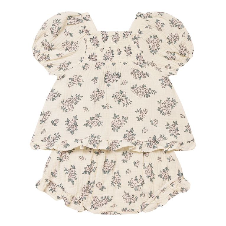 Young Original Toddler 2 Piece Muslin Top and Bloomer Set, Cream, hi-res