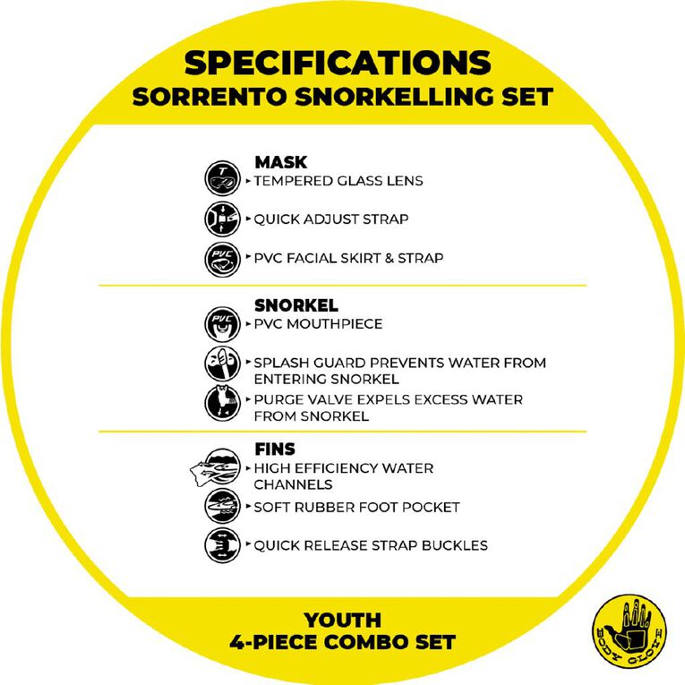 Body Glove Sorrento Youths Snorkeling Set L/XL, , hi-res