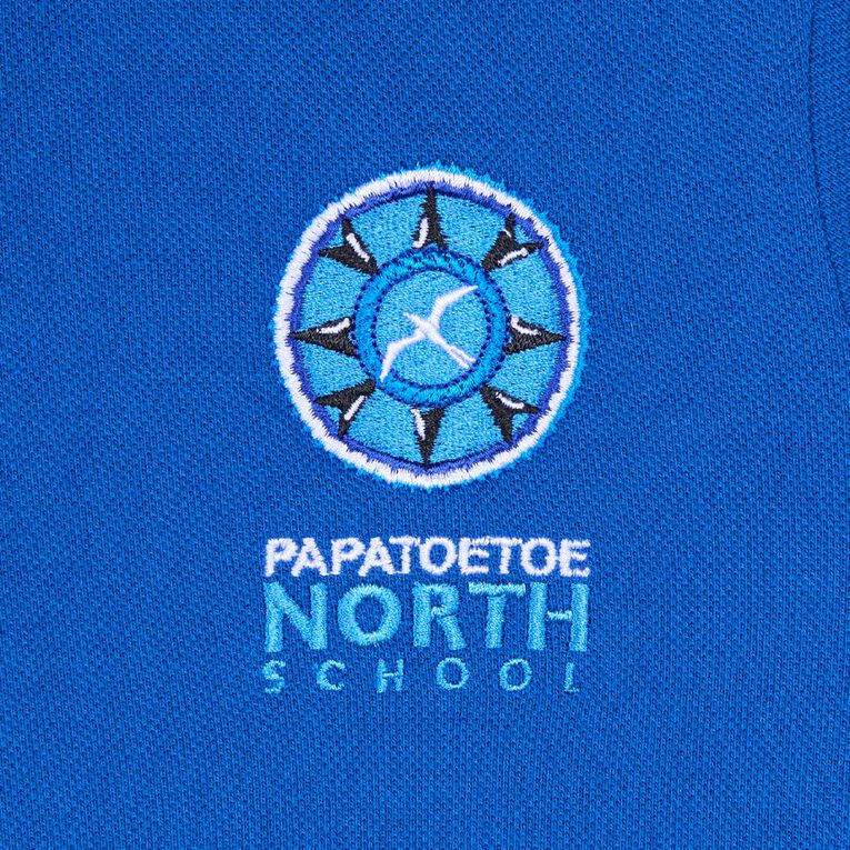Schooltex Papatoetoe North School Short Sleeve Polo with Embroidery, Royal/Navy, hi-res