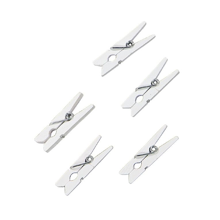 Uniti Wooden Pegs White 24 Pack, , hi-res