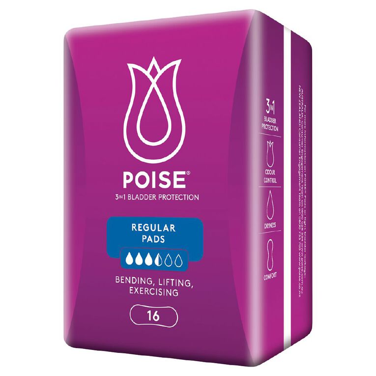 Poise Regular Pads 16 Pack, , hi-res