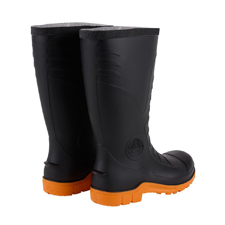 Bata Non-Safety Gumboots, Black/Orange, hi-res