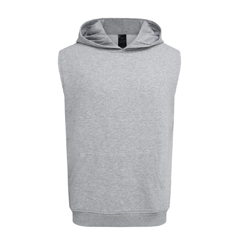 Active Intent Men's Sleeveless Hoodie, Grey Marle, hi-res