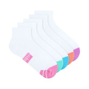 Underworks Girls' Cushioned Sport Quarter Crew Socks 5 Pack