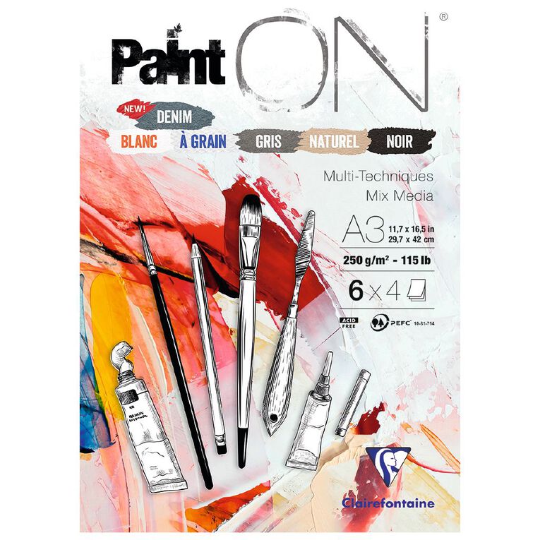 Clairefontaine PaintON Pad Assorted A3 24 sheet, , hi-res