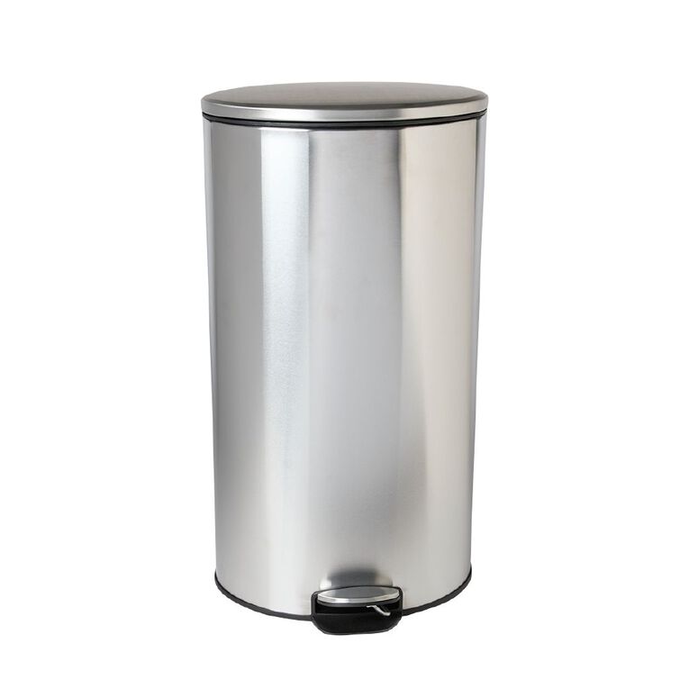 Living & Co Oval Pedal Bin Soft Close Stainless Steel 30L, , hi-res