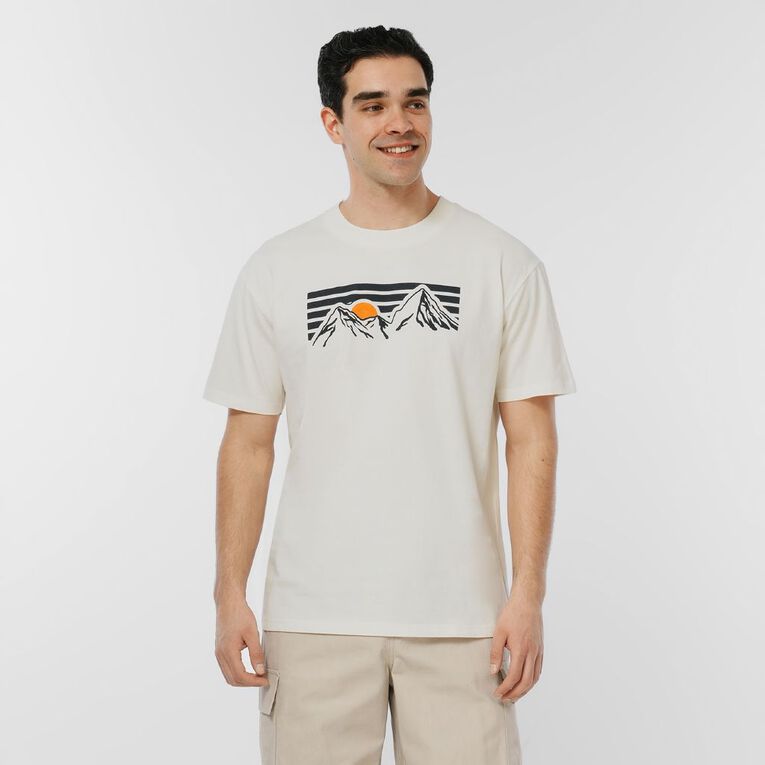 H&H Men's Relaxed Fit Graphic Tee, Cream Moonscape, hi-res
