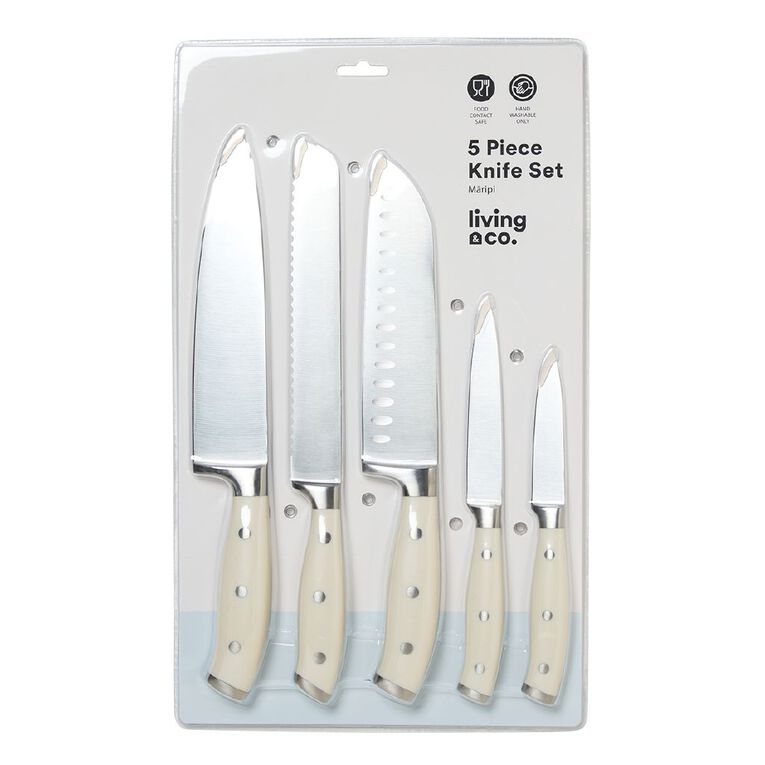 Living & Co Knife Set Bone Look Stainless Steel 5 Pack, , hi-res