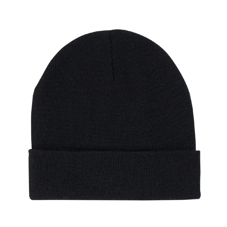 H&H Essentials Turn Up Beanie, Black, hi-res
