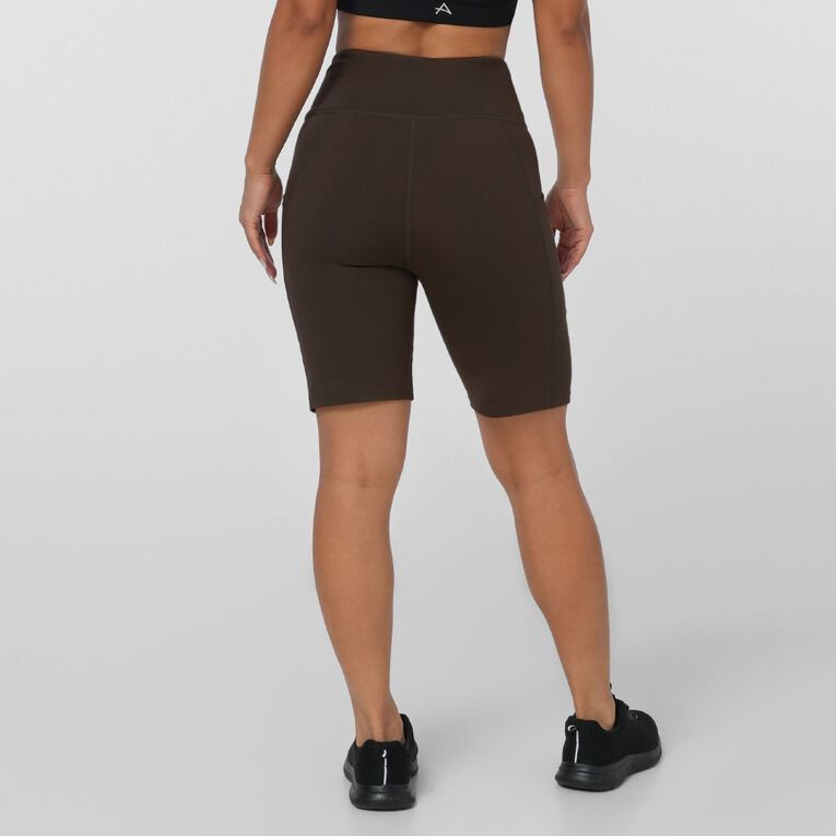 Active Intent Women's Pocket Bike Shorts, Brown Mid, hi-res