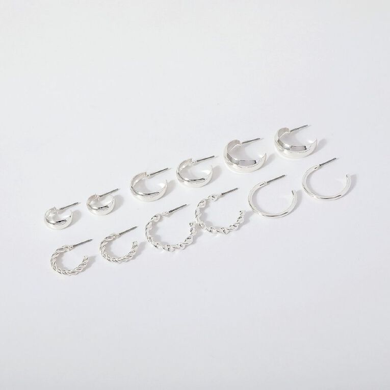 Huggie Earrings Silver, , hi-res