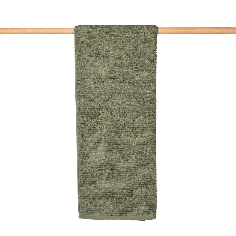 Living & Co Ribbed Spa Towel Green Mid 90cm x 150cm, , hi-res