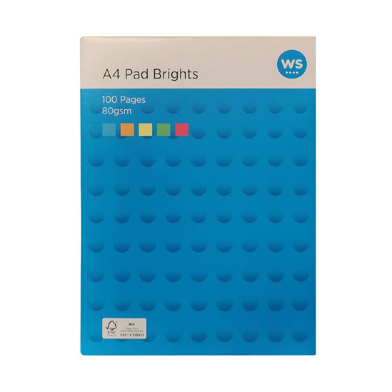 WS Bright Paper - A4 100 Sheets, Assorted, hi-res