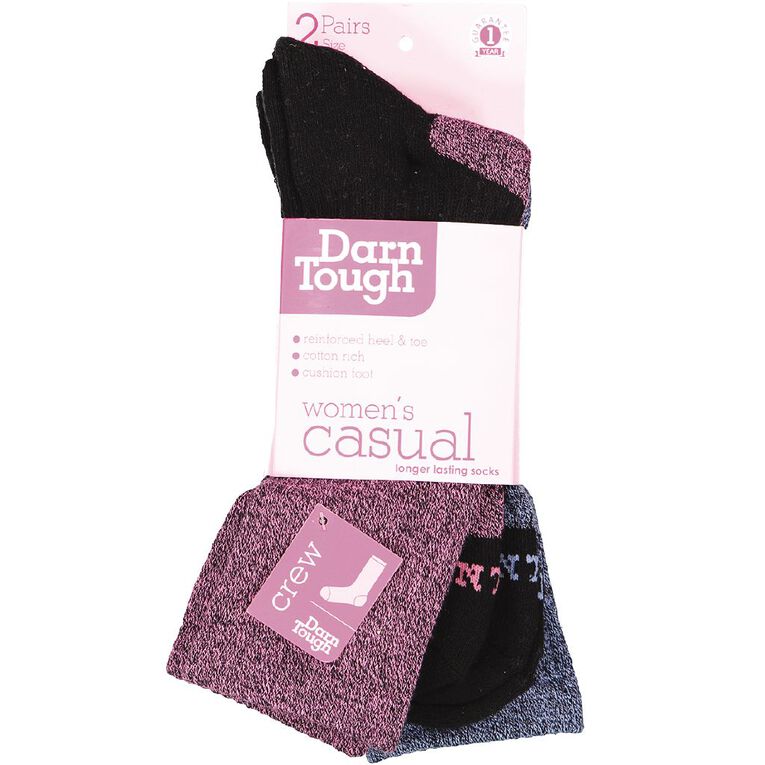 Darn Tough Women's Rib Crew Socks 2 Pack, Blue/Pink, hi-res