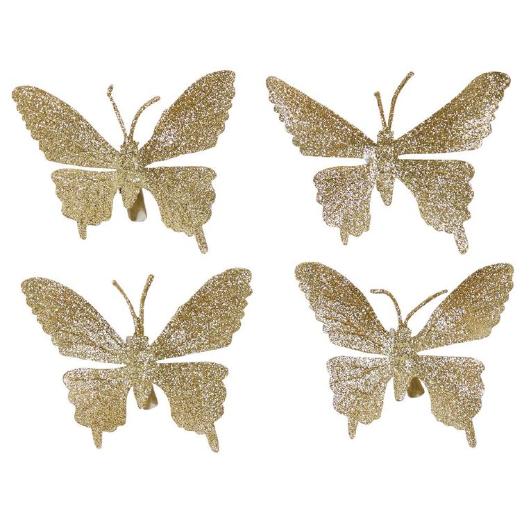 Wonderland Joyful Tidings Butterfly 9cm Tree Decoration Assorted 4 Pack, , hi-res