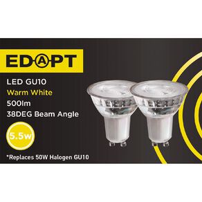 Edapt LED GU10 Light Bulb 5.5W Warm White 2 Pack