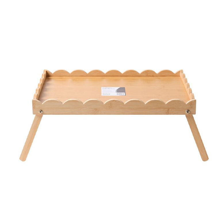 Living & Co Fold Out Scalloped Bamboo Tray Natural, , hi-res