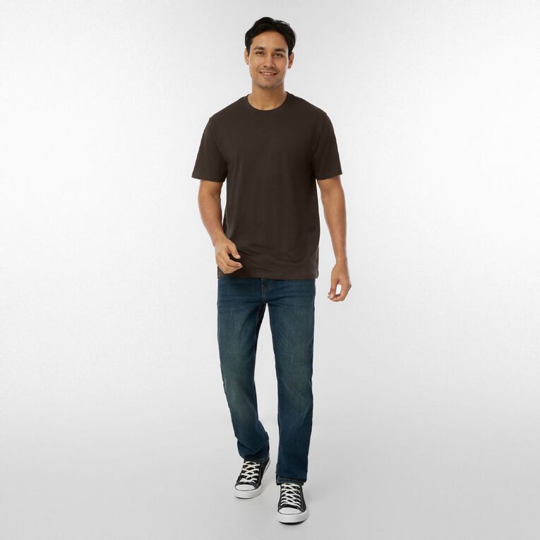 H&H Men's Regular Fit Crew Neck Tee, Brown Dark, hi-res