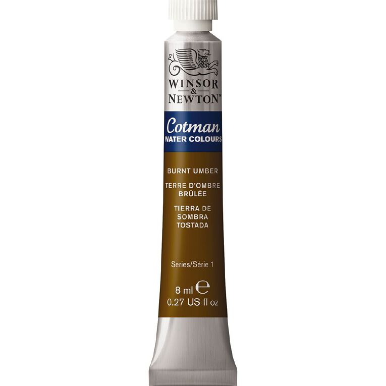 Winsor & Newton Cotman Watercolour Paint 8ml Burnt Umber, , hi-res