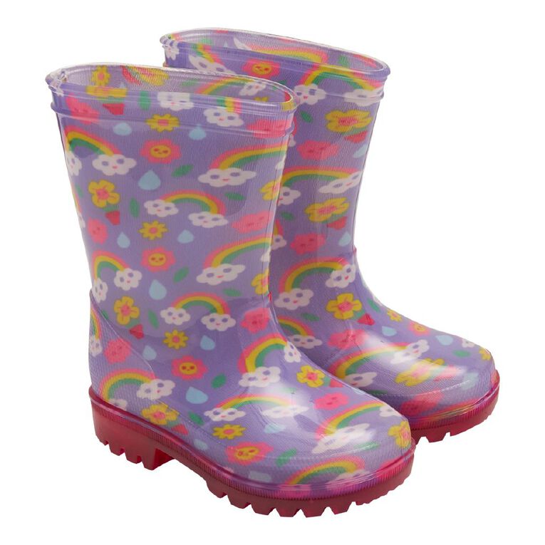Young Original Junior Kids' Printed Light Up Gumboots, Purple, hi-res