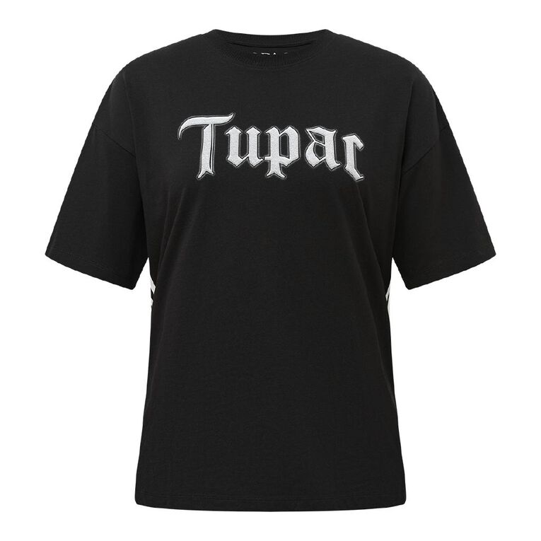 Tupac Women's Tupac Side Stripe Tee, Black, hi-res
