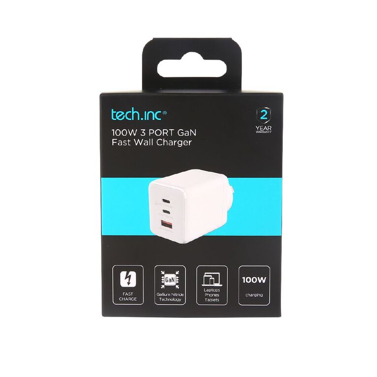 Tech.Inc 100W Gan 3 Port USB with Charger, , hi-res