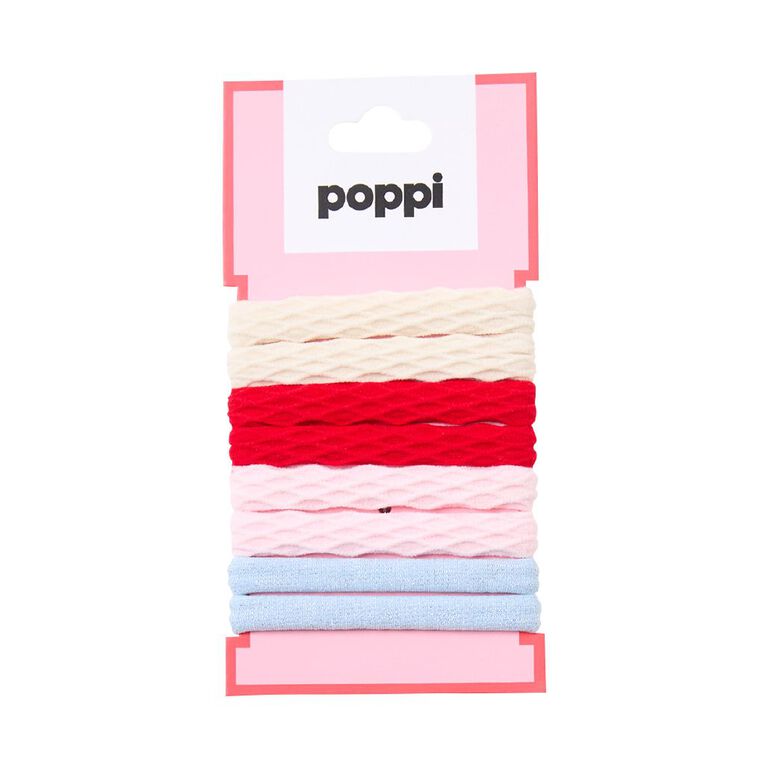 Poppi Hair Elastics Pink Hearts 8 Pack, , hi-res