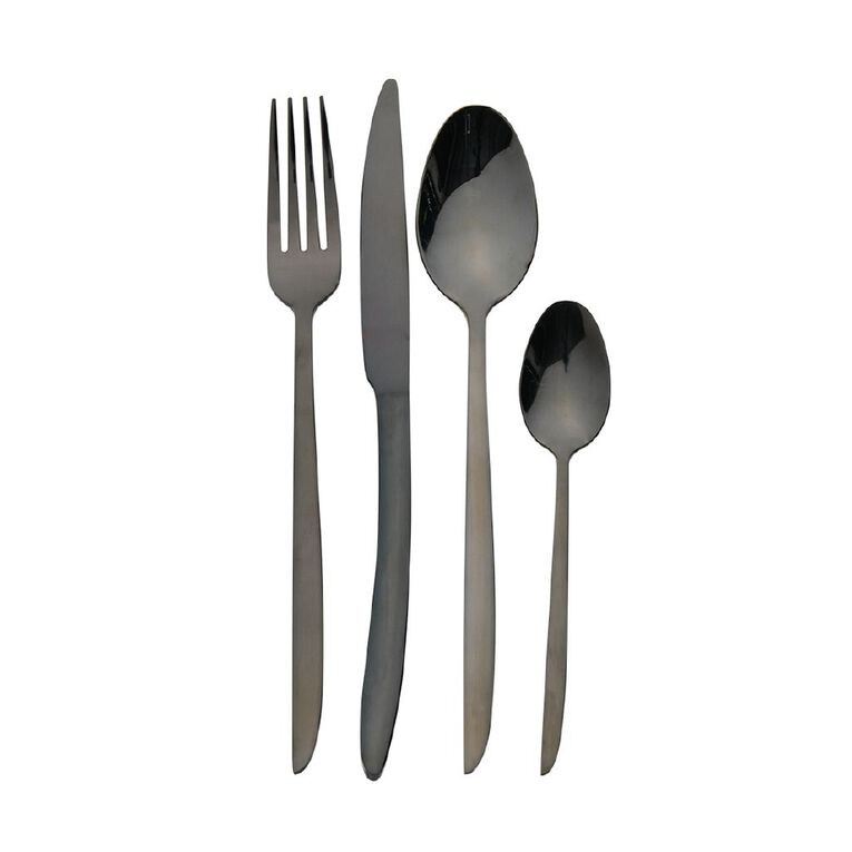 Living & Co Boston Cutlery Set Black 16 Piece, , hi-res