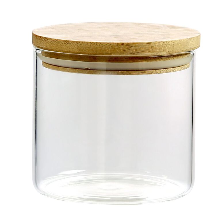 Living & Co Naturals Glass Canister with Bamboo Lid 500ml The Warehouse