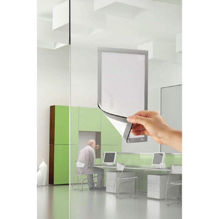 DURAFRAME Self Adhesive Sign 1 Pack Silver A4, , hi-res