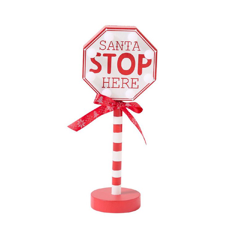 Wonderland Novelty Santa Stop Here Sign, , hi-res