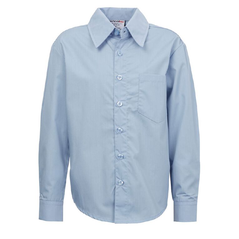 Schooltex Long Sleeve School Shirt, Blue Mid, hi-res