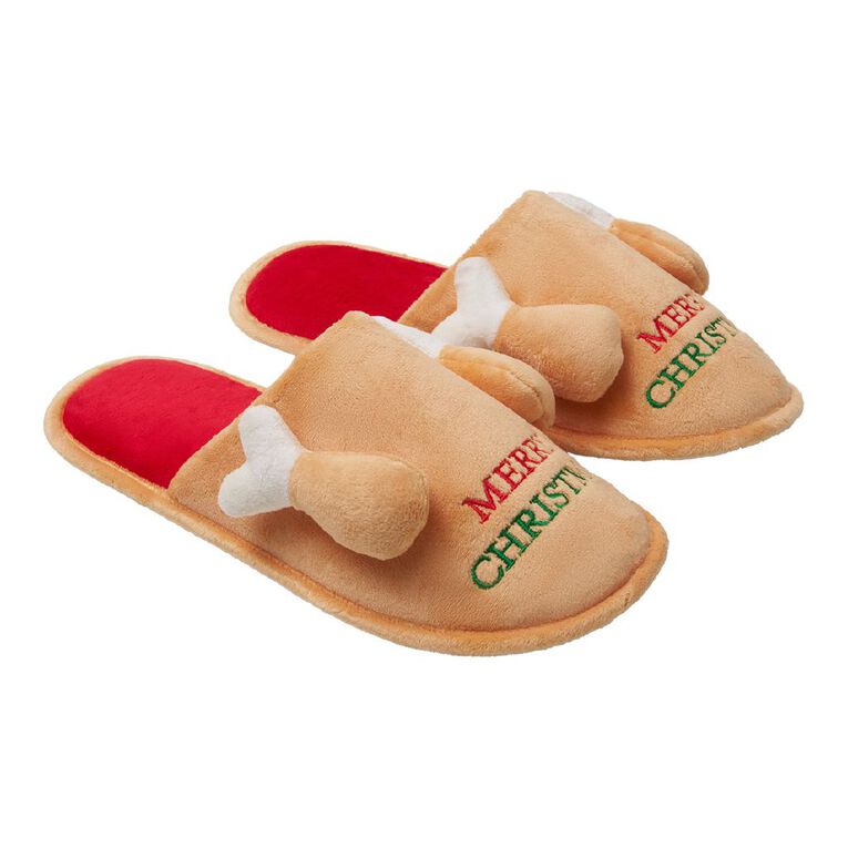 H&H Men's Christmas Slippers, Brown Light, hi-res