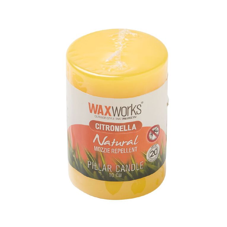 Waxworks Citronella Pillar Candle 10cm Assorted, , hi-res