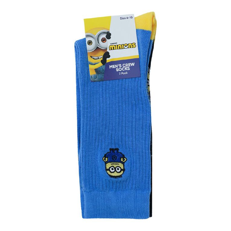 Minions Crew Socks 2 Pack, Blue Mid, hi-res