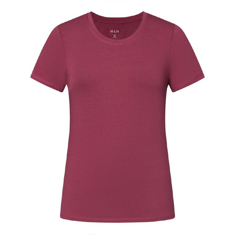 H&H Women's Stretch Scoop Neck Tee, Pink Dark, hi-res