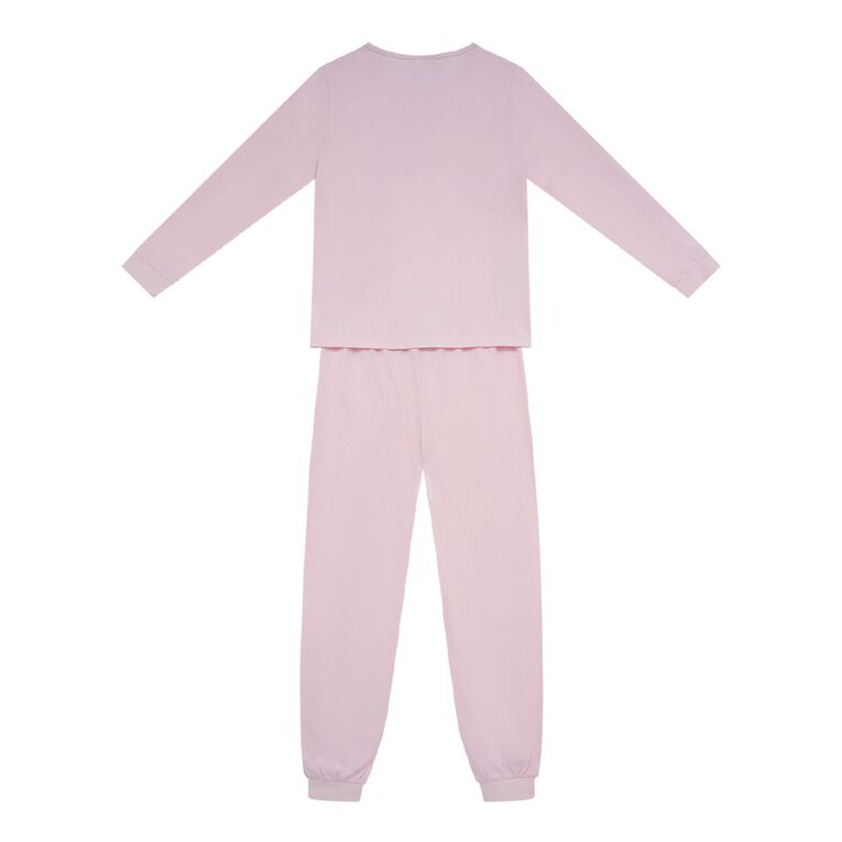 H&H Girls' Long Sleeved Knit Pyjama Set, Pink Light, hi-res
