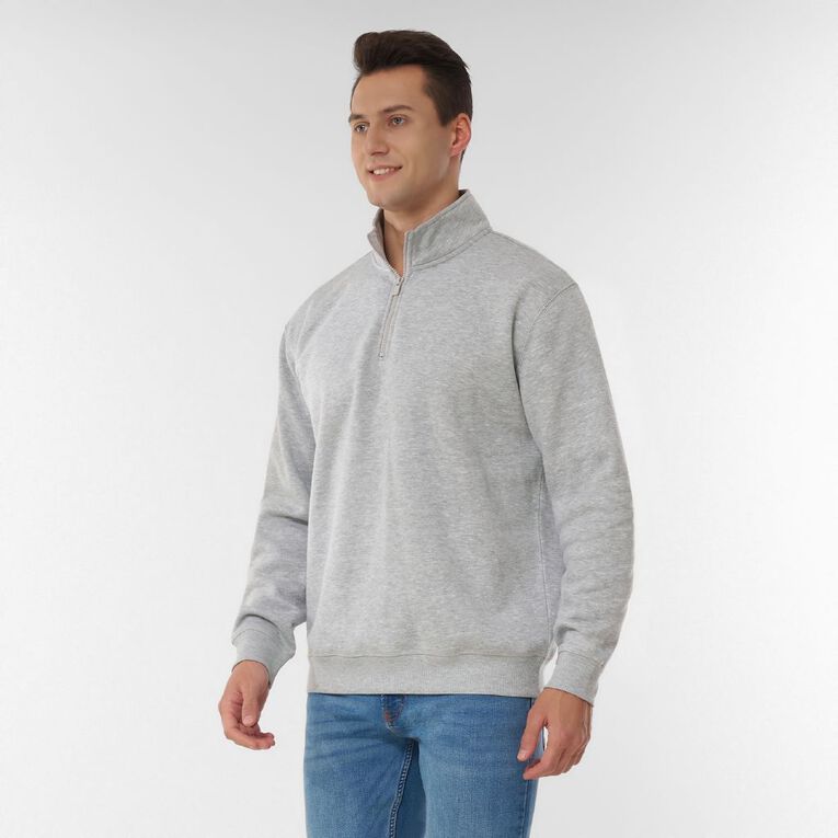 H&H Men's 1/4 Zip Sweat Panel Detail, Grey Marle, hi-res