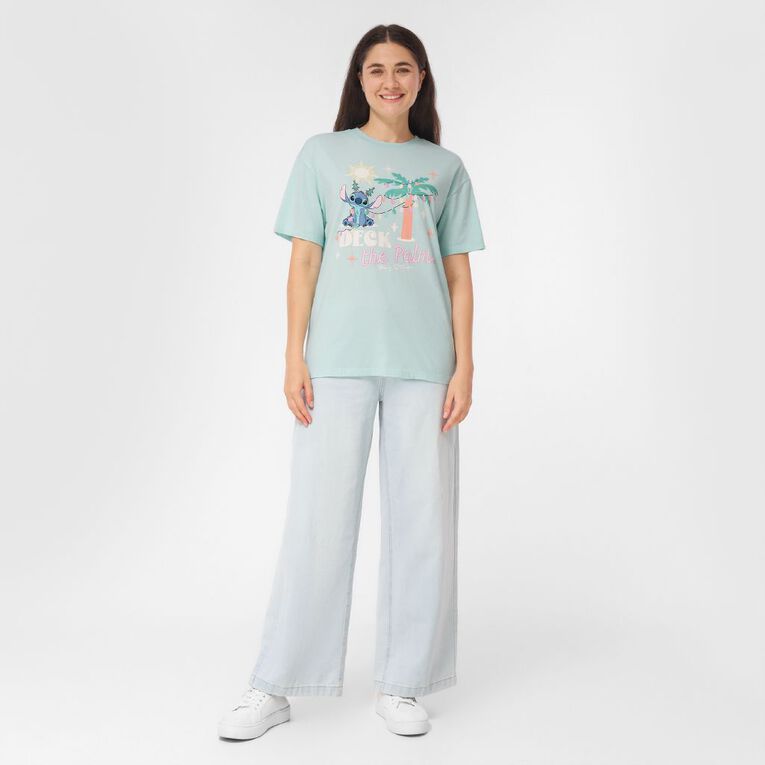Disney Women's Stitch Christmas Tee, Blue Light, hi-res